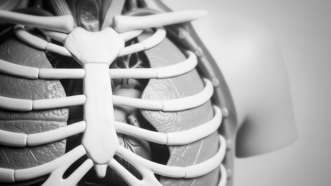 Human Torso Anatomical Model in black and white